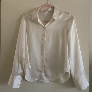 Abercrombie & Fitch Satin Long Sleeve Button Up